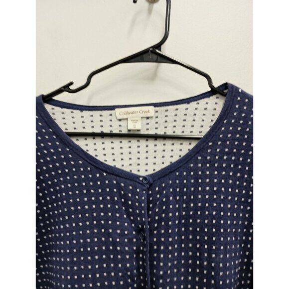 Coldwater Creek Womens Cardigan Size 1X Blue White Polka Dot Button Front Preppy - Picture 3 of 8
